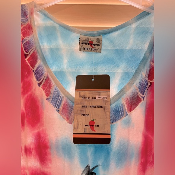 Hand painted tie dyed summer sleeveless dress one size fits all NWT NEW - Picture 2 of 10